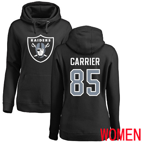 Oakland Raiders Black Women Derek Carrier Name and Number Logo NFL Football 85 Pullover Hoodie Sweatshirts